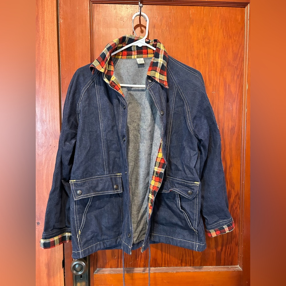 Vintage Blue Lightweight Shirt Jacket with Plaid Lining